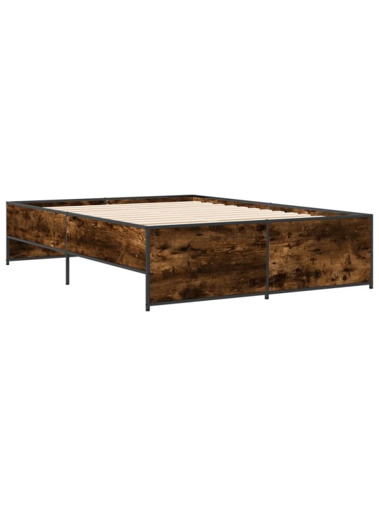 Rám postele kouřový dub 140 x 190 cm kompozitní dřevo a kov