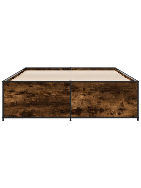 Rám postele kouřový dub 140 x 190 cm kompozitní dřevo a kov