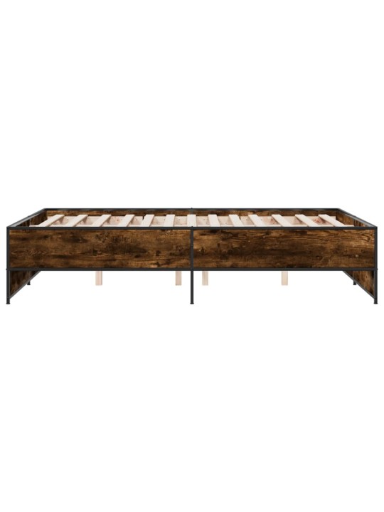 Rám postele kouřový dub 140 x 190 cm kompozitní dřevo a kov