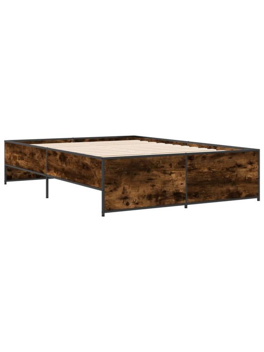 Rám postele kouřový dub 140 x 190 cm kompozitní dřevo a kov