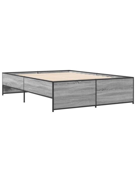 Rám postele šedý sonoma 140 x 190 cm kompozitní dřevo a kov