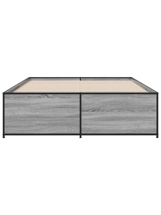 Rám postele šedý sonoma 140 x 190 cm kompozitní dřevo a kov