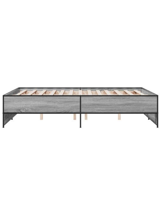 Rám postele šedý sonoma 140 x 190 cm kompozitní dřevo a kov
