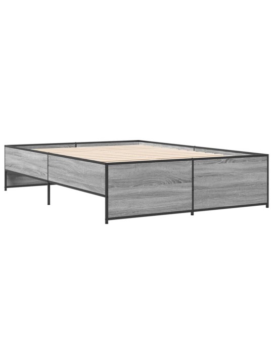 Rám postele šedý sonoma 140 x 190 cm kompozitní dřevo a kov