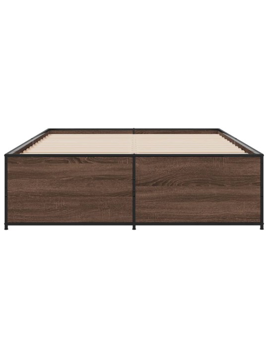 Rám postele hnědý dub 140 x 190 cm kompozitní dřevo a kov