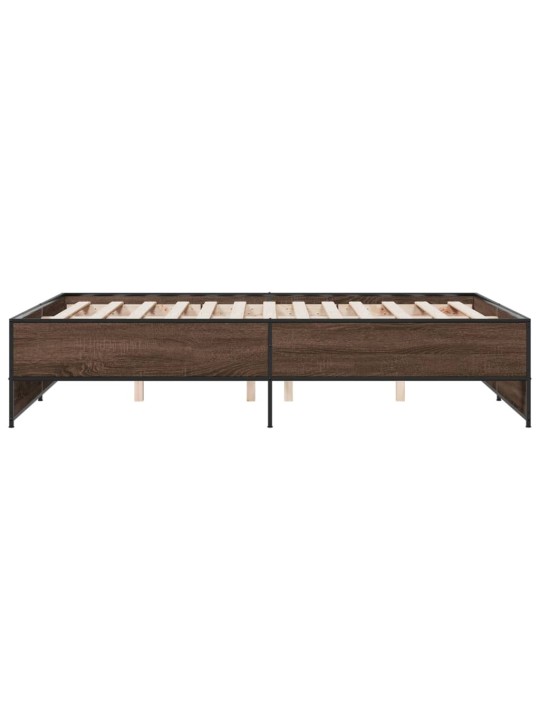 Rám postele hnědý dub 140 x 190 cm kompozitní dřevo a kov