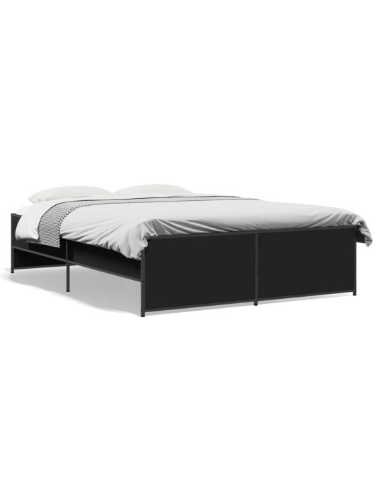 Rám postele černý 135 x 190 cm kompozitní dřevo a kov