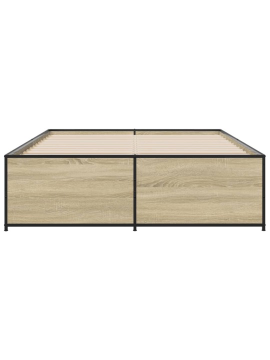 Rám postele dub sonoma 135 x 190 cm kompozitní dřevo a kov