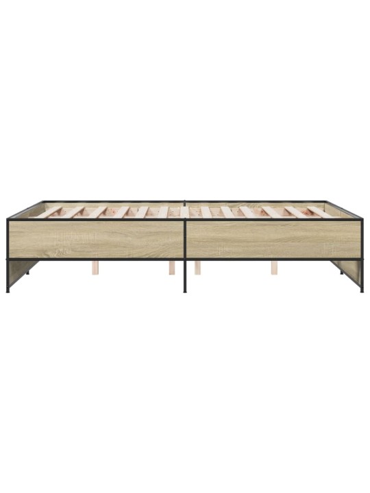Rám postele dub sonoma 135 x 190 cm kompozitní dřevo a kov