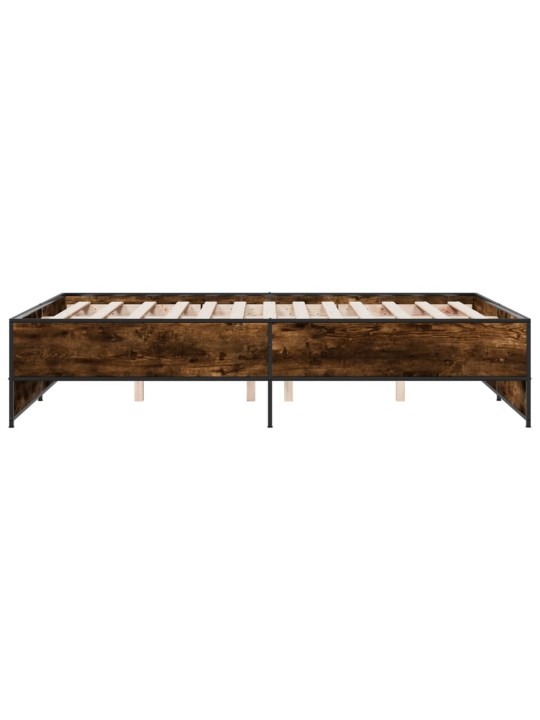 Rám postele kouřový dub 135 x 190 cm kompozitní dřevo a kov