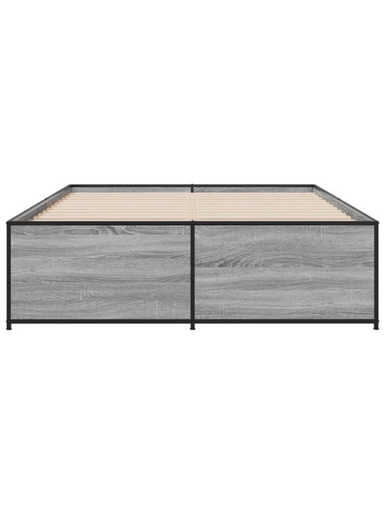Rám postele šedý sonoma 135 x 190 cm kompozitní dřevo a kov