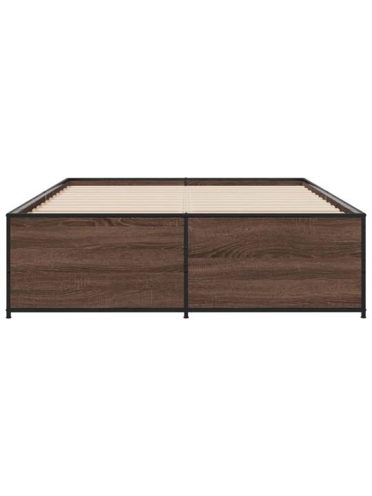 Rám postele hnědý dub 135 x 190 cm kompozitní dřevo a kov