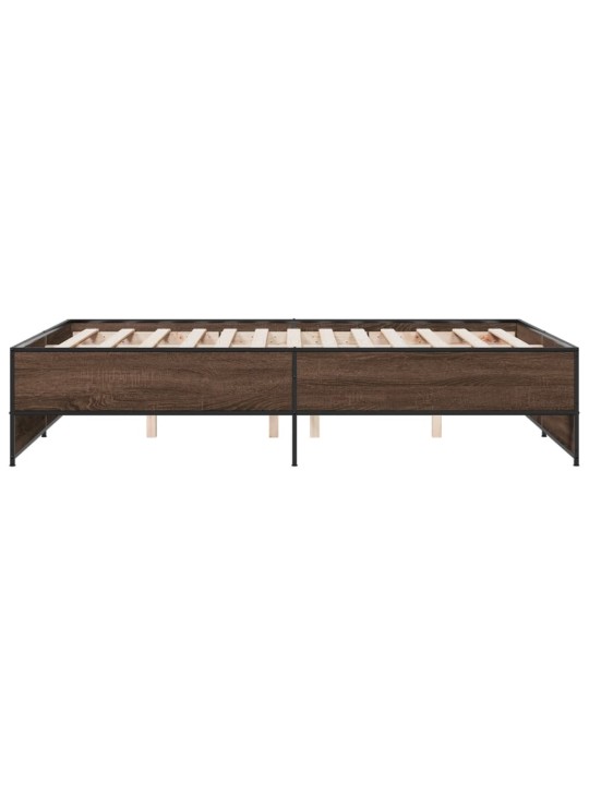 Rám postele hnědý dub 135 x 190 cm kompozitní dřevo a kov