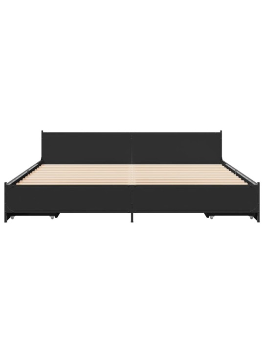 Rám postele se zásuvkami černý 200 x 200 cm kompozitní dřevo