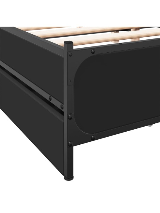 Rám postele se zásuvkami černý 200 x 200 cm kompozitní dřevo