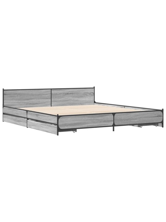 Rám postele se zásuvkami šedý sonoma 200 x 200 cm kompozit