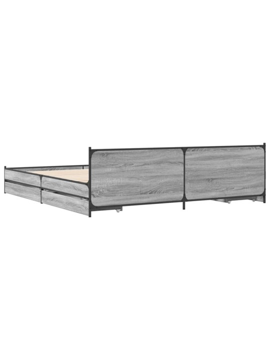 Rám postele se zásuvkami šedý sonoma 200 x 200 cm kompozit
