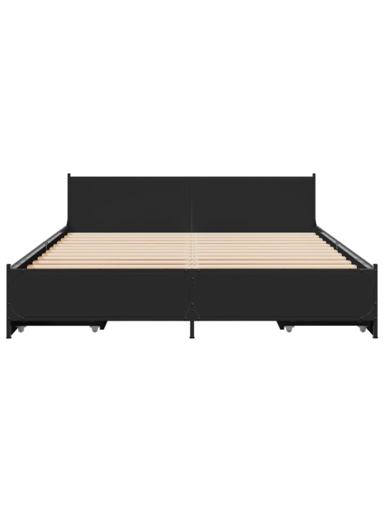 Rám postele se zásuvkami černý 150 x 200 cm kompozitní dřevo