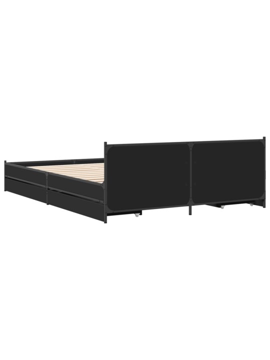 Rám postele se zásuvkami černý 150 x 200 cm kompozitní dřevo