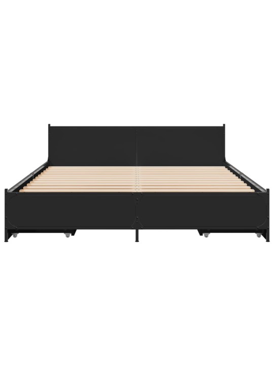 Rám postele se zásuvkami černý 140 x 200 cm kompozitní dřevo