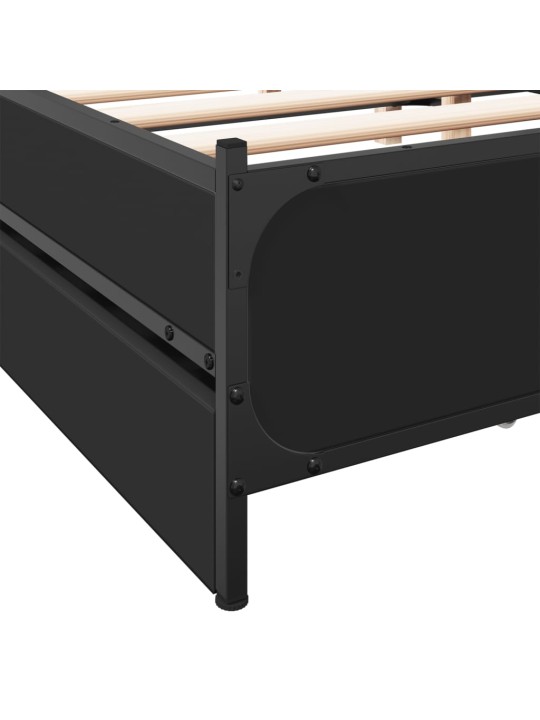 Rám postele se zásuvkami černý 140 x 200 cm kompozitní dřevo