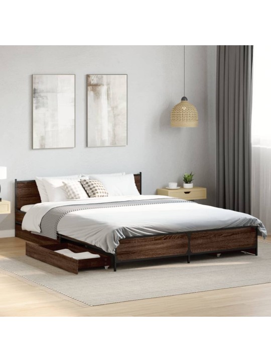 Rám postele se zásuvkami hnědý dub 120x200 cm kompozitní dřevo
