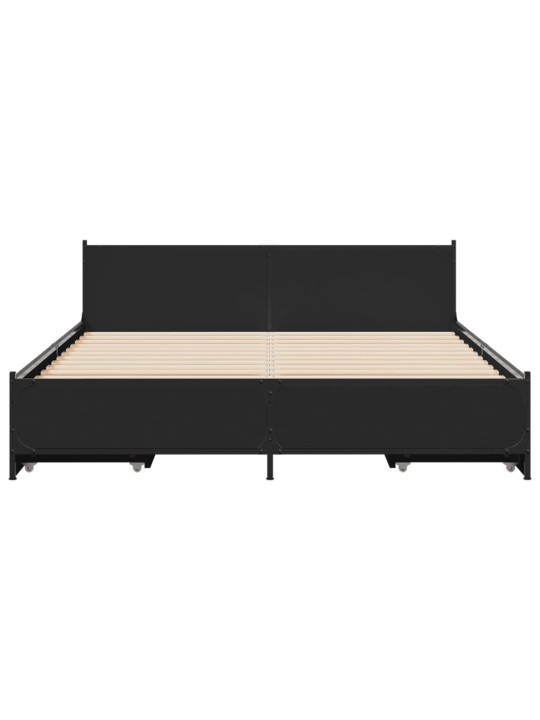 Rám postele se zásuvkami černý 135 x 190 cm kompozitní dřevo