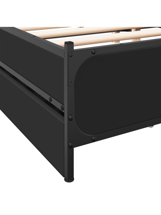 Rám postele se zásuvkami černý 135 x 190 cm kompozitní dřevo