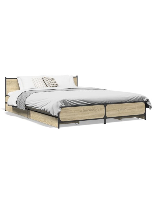 Rám postele se zásuvkami dub sonoma 135x190 cm kompozitní dřevo