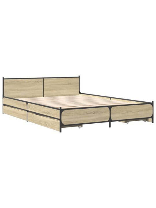 Rám postele se zásuvkami dub sonoma 135x190 cm kompozitní dřevo