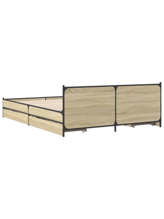 Rám postele se zásuvkami dub sonoma 135x190 cm kompozitní dřevo