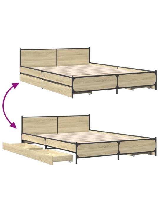 Rám postele se zásuvkami dub sonoma 135x190 cm kompozitní dřevo