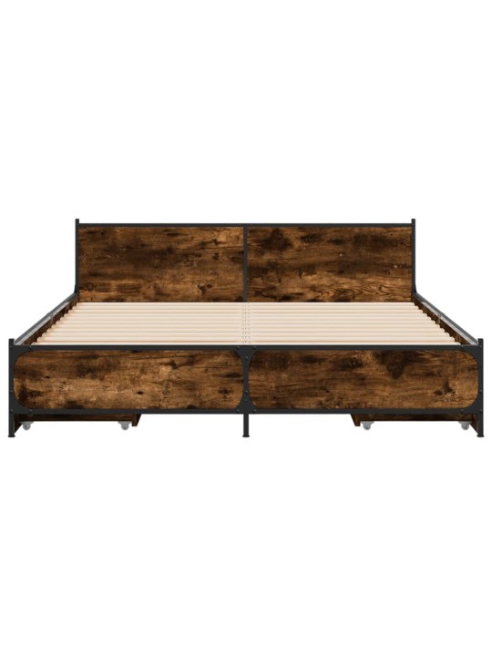 Rám postele se zásuvkami kouřový dub 135 x 190 cm kompozit