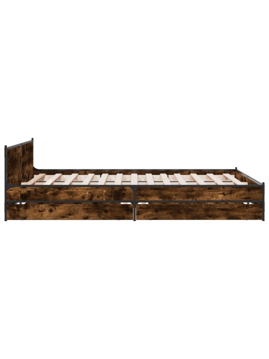 Rám postele se zásuvkami kouřový dub 135 x 190 cm kompozit