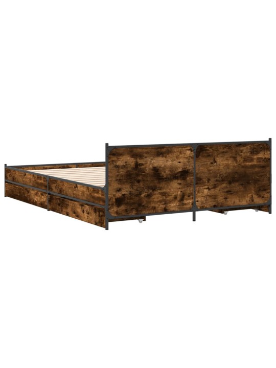 Rám postele se zásuvkami kouřový dub 135 x 190 cm kompozit