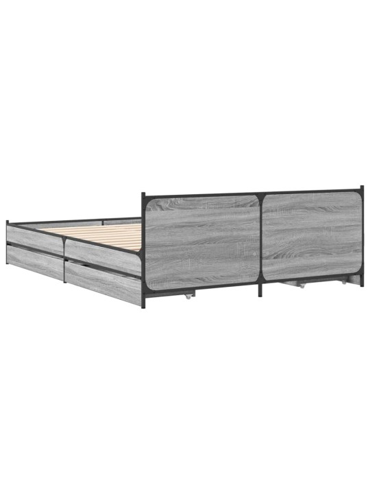 Rám postele se zásuvkami šedý sonoma 135 x 190 cm kompozit