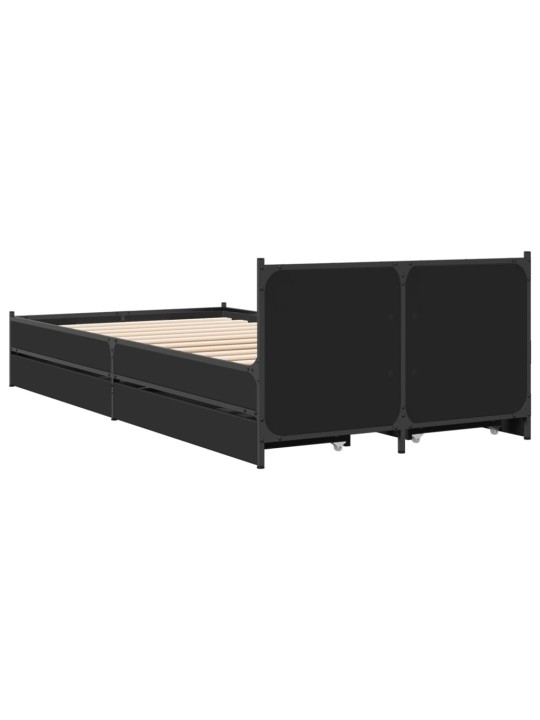 Rám postele se zásuvkami černý 90 x 190 cm kompozitní dřevo