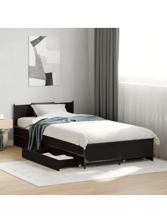 Rám postele se zásuvkami černý 90 x 190 cm kompozitní dřevo