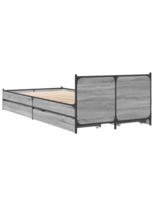 Rám postele se zásuvkami šedý sonoma 100 x 200 cm kompozit