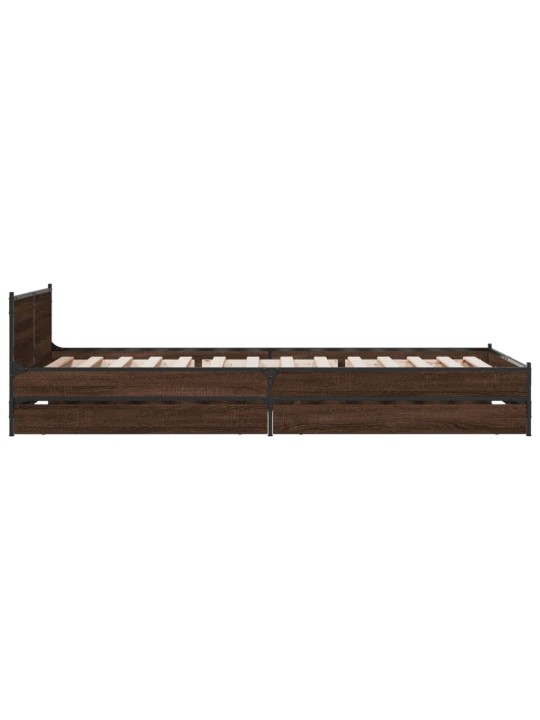 Rám postele se zásuvkami hnědý dub 100x200 cm kompozitní dřevo