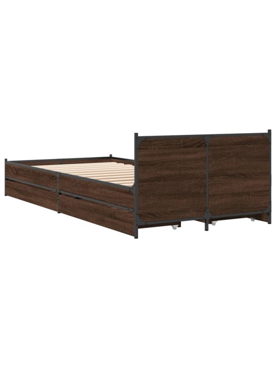 Rám postele se zásuvkami hnědý dub 100x200 cm kompozitní dřevo