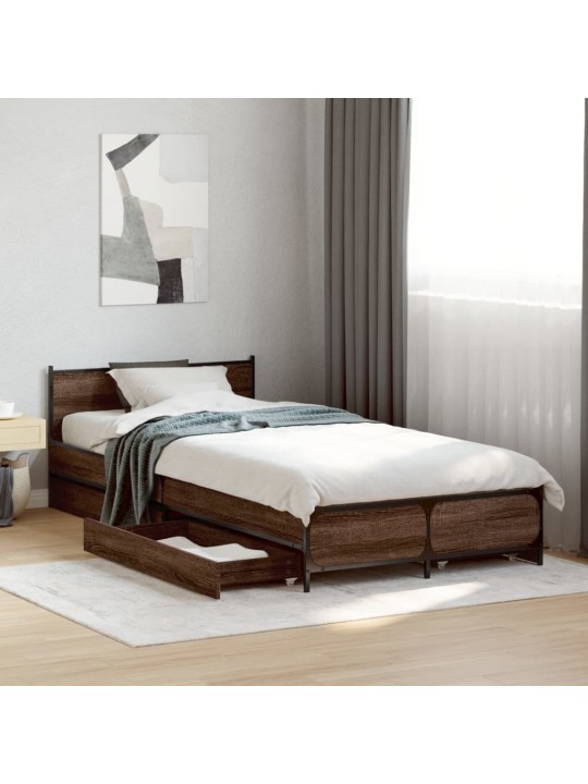 Rám postele se zásuvkami hnědý dub 100x200 cm kompozitní dřevo
