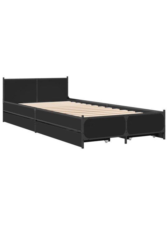 Rám postele se zásuvkami černý 90 x 200 cm kompozitní dřevo