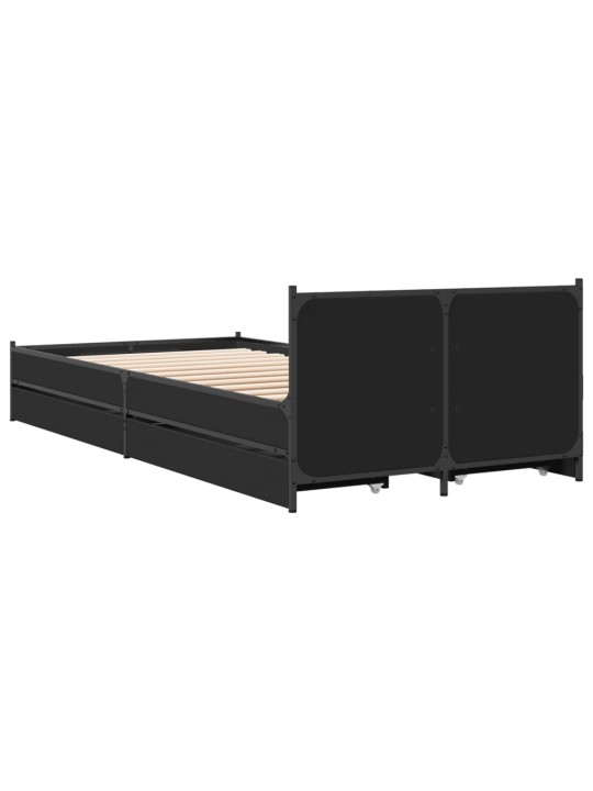 Rám postele se zásuvkami černý 90 x 200 cm kompozitní dřevo