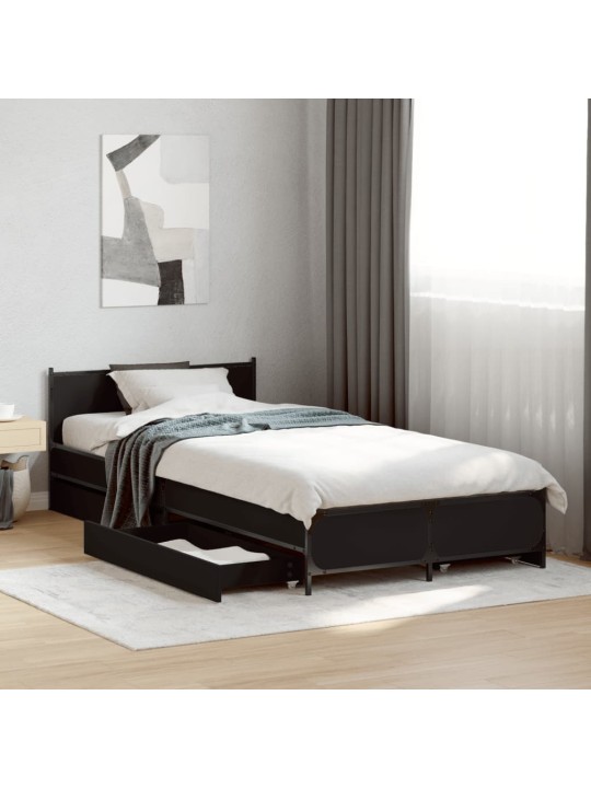 Rám postele se zásuvkami černý 90 x 200 cm kompozitní dřevo