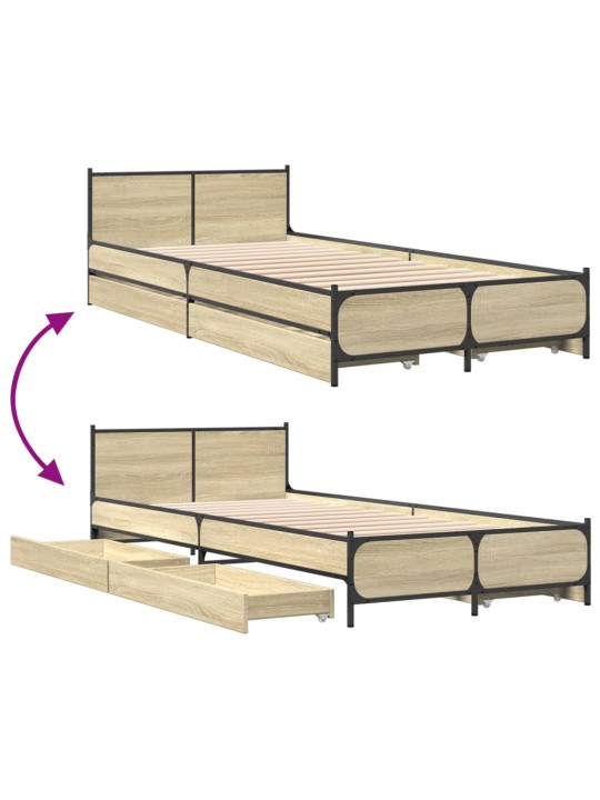 Rám postele se zásuvkami dub sonoma 90x200 cm kompozitní dřevo