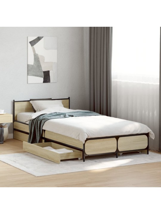 Rám postele se zásuvkami dub sonoma 90x200 cm kompozitní dřevo