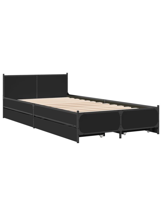 Rám postele se zásuvkami černý 75 x 190 cm kompozitní dřevo