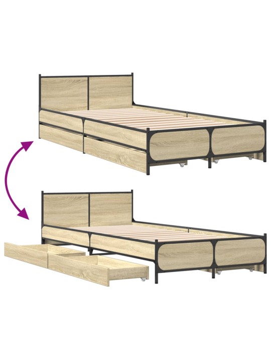 Rám postele se zásuvkami dub sonoma 75x190 cm kompozitní dřevo