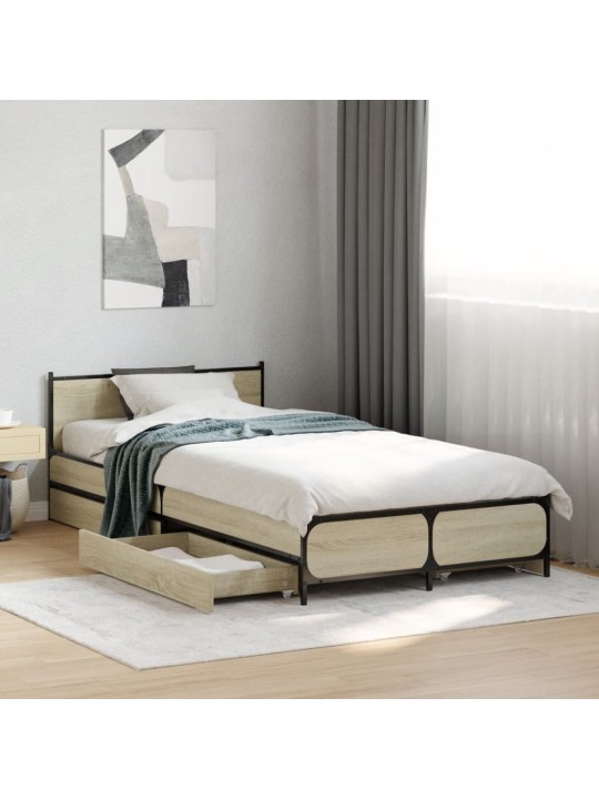 Rám postele se zásuvkami dub sonoma 75x190 cm kompozitní dřevo